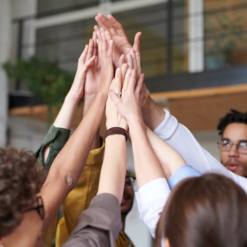 photo of people touching each others hands